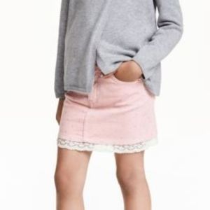 H&M Girls Light Pink Lace Hem Skirt NWT